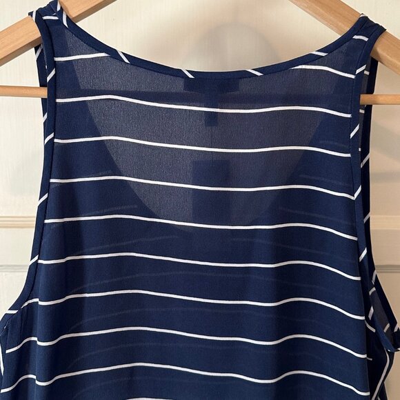 NWT - Joie - 100% Silk, Dark Navy and Porcelain Striped Tank Top - Size Small - Picture 4 of 6